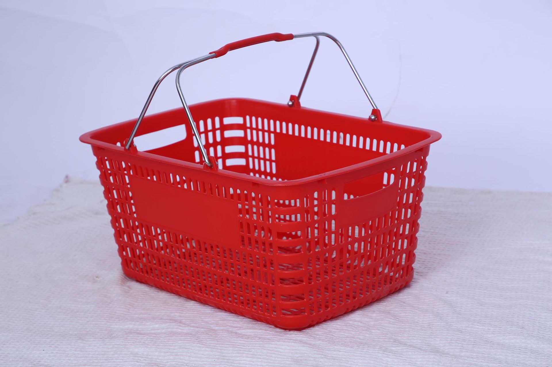 卓维超市购物篮商场手提篮广州全新料塑料提菜篮金属平底收纳蓝