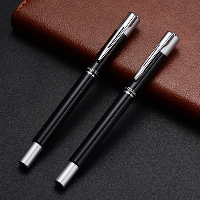 现货简单款金属插套礼品签字笔学生练字钢笔广告中性笔定制logo