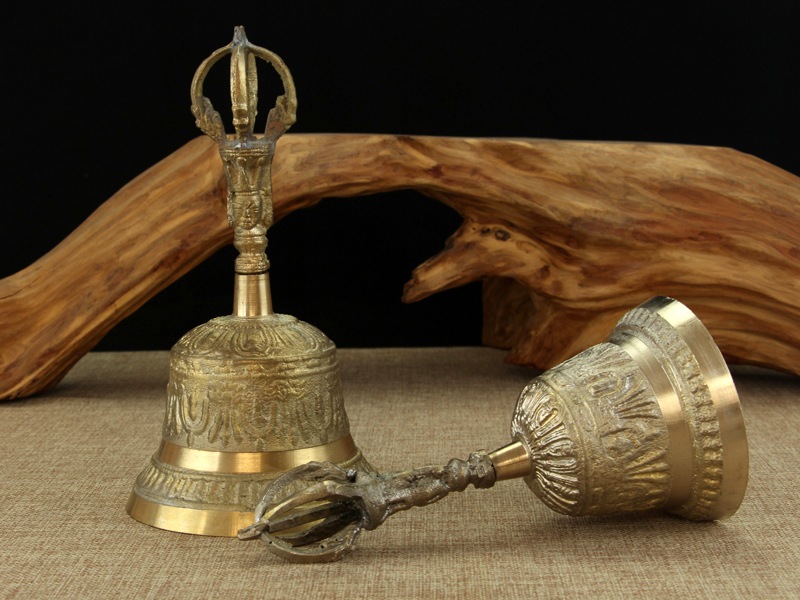 密宗道教法器摇铃手摇纯铜铃铛金刚杵法事法器风水铃铛镇宅铜铃铛