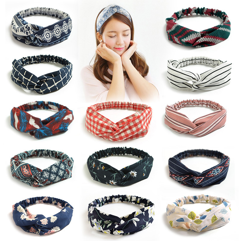 Korean Cross Tight Hair Band Chiffon Small Floral Fresh Headband Women's Cross-Border Hair Accessories European and American Headdress