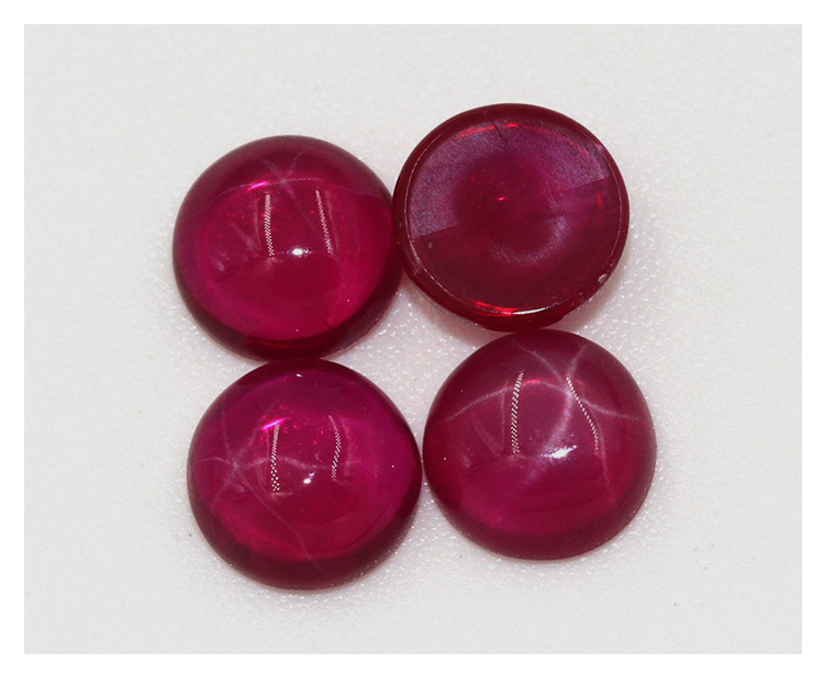 梧州人工合成红宝石工艺品 人造裸石 圆形形星光石批发红刚玉