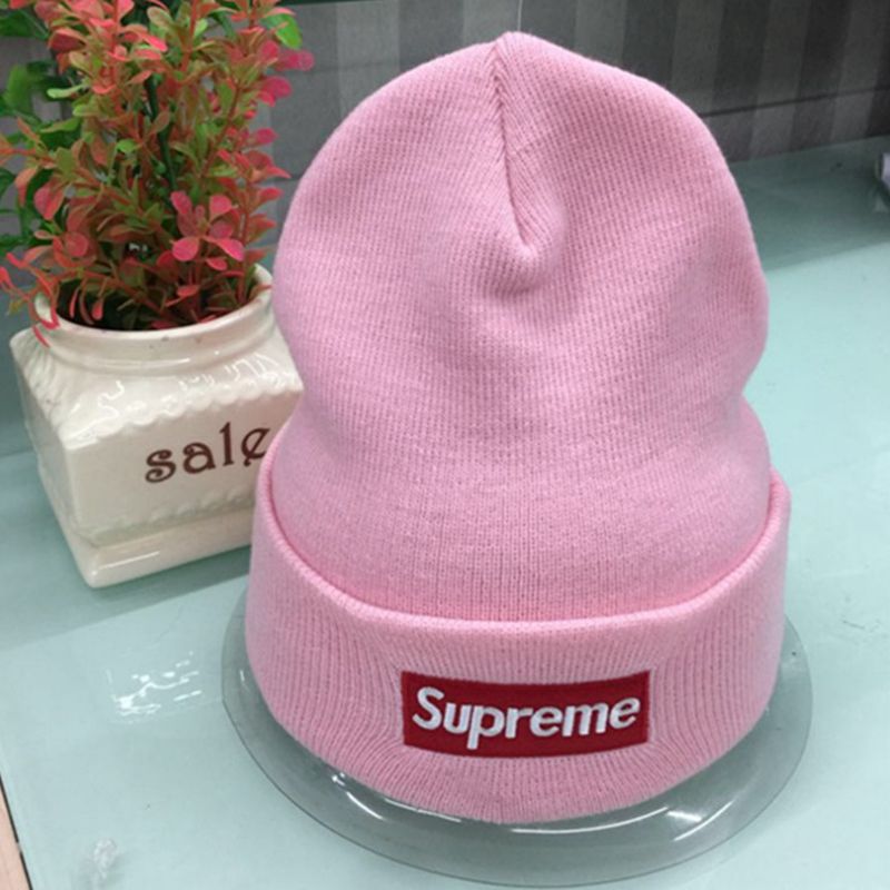 supreme毛线针织帽子外贸潮牌字母嘻哈冬季运动防风保暖纯色帽cap