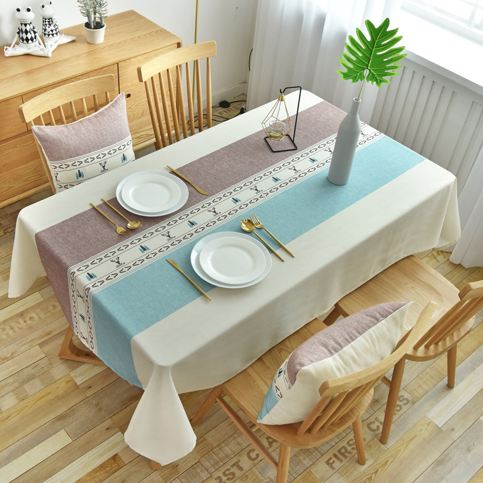 Tablecloth Waterproof Oil-Proof Disposable Rectangular Mat Nordic Home Stripes Fabric Art Net Red Isn Style Tablecloth