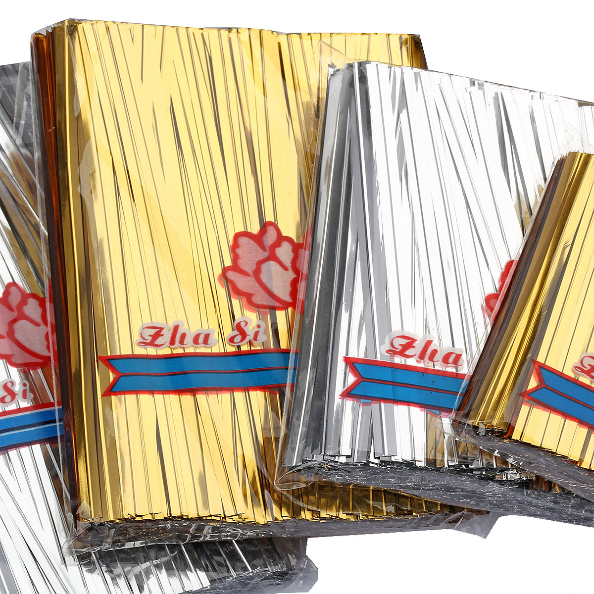 8cm金色面包糖果礼品袋等扎带扎线pe银色小礼品面包扎丝现货10cm