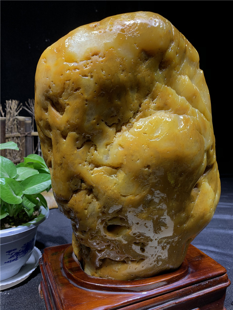 三江河石天然园林景观石头大摆件广西黄蜡石原石风水镇宅石174