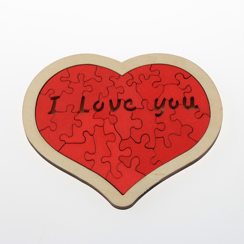 木制爱心拼图 儿童益智玩具 大学生男女孩生日礼物智力玩具批发