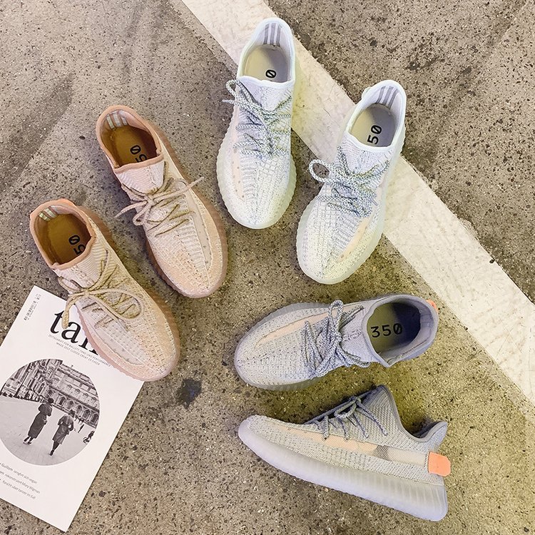 珊瑚橙yeezy350兵马俑运动鞋男飞织透气女鞋美洲版椰子鞋潮情侣鞋