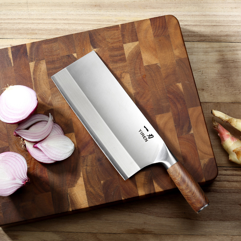 酒店厨师锋利切片刀木质手柄锻打二号桑刀家用不锈钢厨房切菜刀具