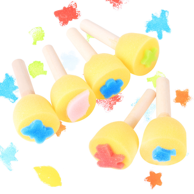幼儿美术工具圆形图案印章海绵画刷美劳早教颜料diy拓印画海绵刷