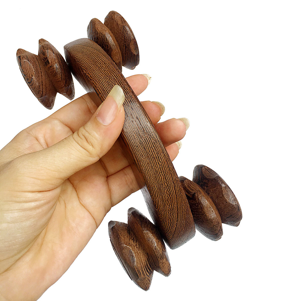 红木鸡翅木四轮手推木质制按摩器手动质按摩滚轮背部腿部健身按摩