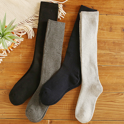冬季袜子男女加厚加长高筒袜长筒及膝袜棉袜加绒保暖中老年小腿袜