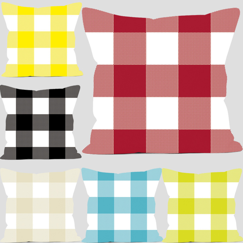 Generous Plaid Pillow Cover Can Be Used for Customers to Draw Pictures Sublimation Technology Washing without Fading