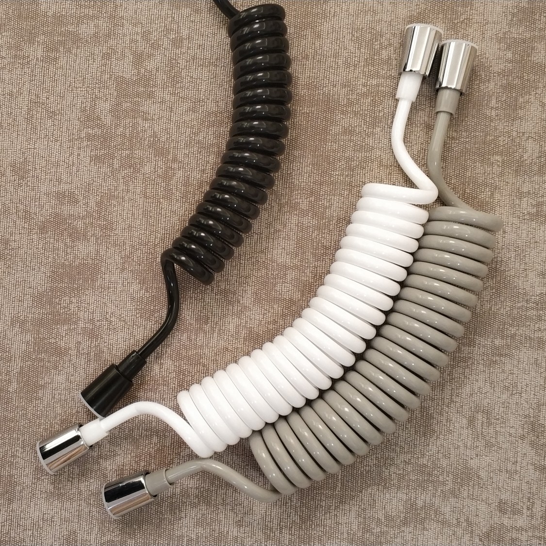 厂家直供妇洗器弹簧淋浴喷头花洒pu塑料可伸缩电话线冷热水软管