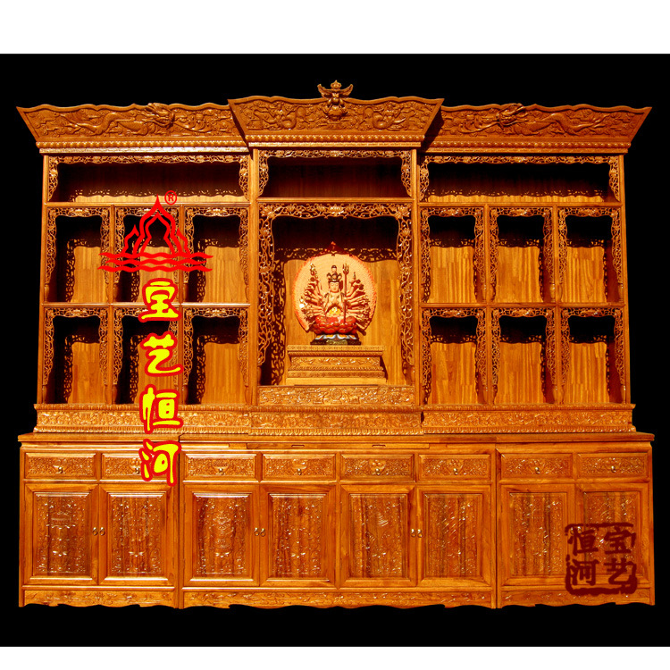 藏式佛龛zf014密宗佛堂 供桌经书位 佛柜金刚座八吉祥护法座佛台