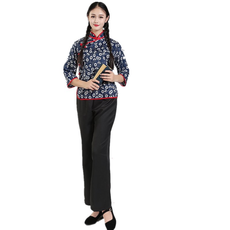 阿庆嫂服装村姑服女装戏剧戏曲舞台演出服京剧采茶女碎花成人服装