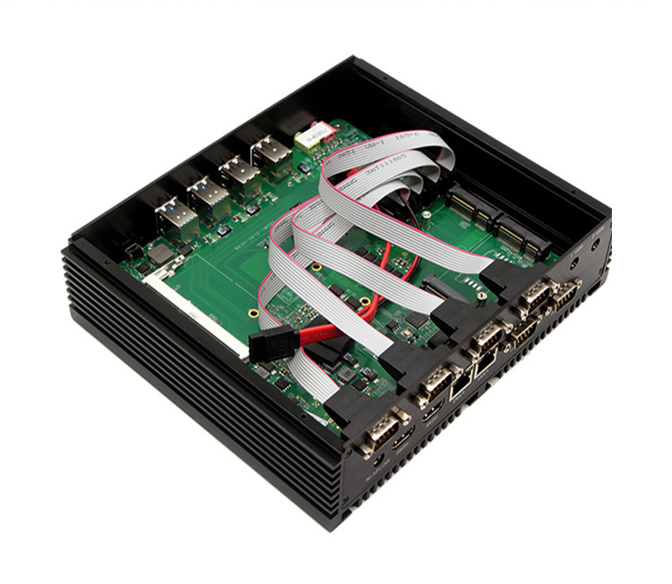 占美i3i5i7无风扇工控机6串口双网卡工业微型迷你电脑小主机