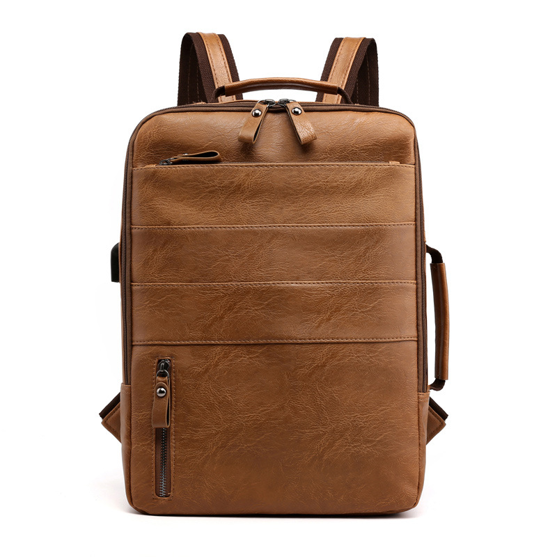 Korean Style Large Capacity Backpack Men's Pu Fashion Travel Bag Casual Men's Bag Fashion Trend Computer Backpack Wholesale