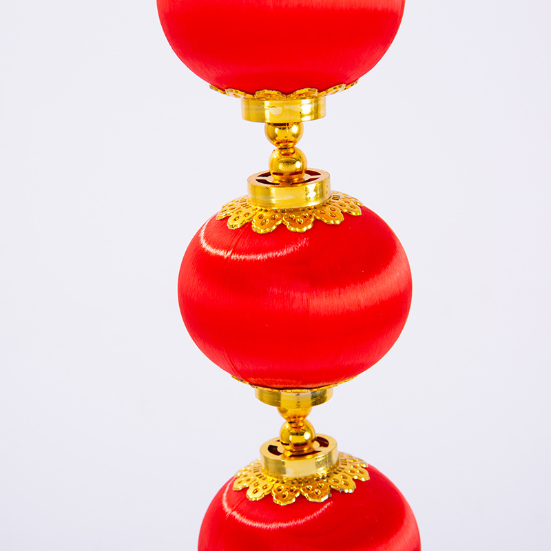 红色灯笼球串挂饰灯笼绒布挂饰乔迁喜庆春节场景新年挂件厂家批发