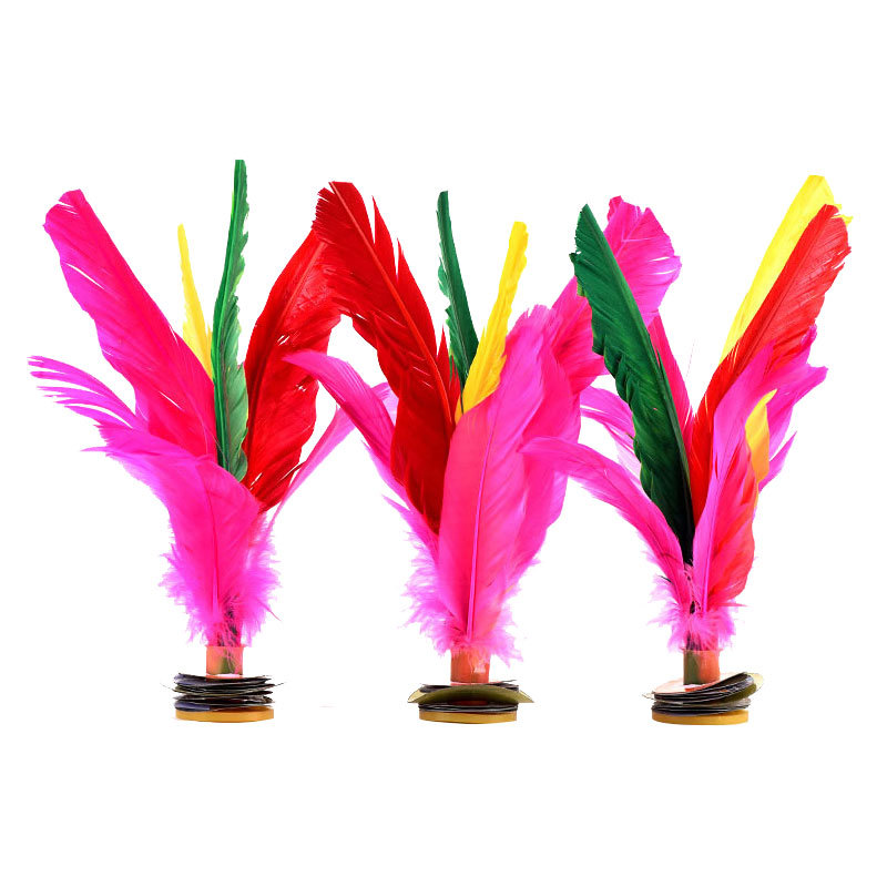 厂家批发 毽球 羽毛毽子耐踢鸡毛键球 花毽 儿童成人比赛毽球