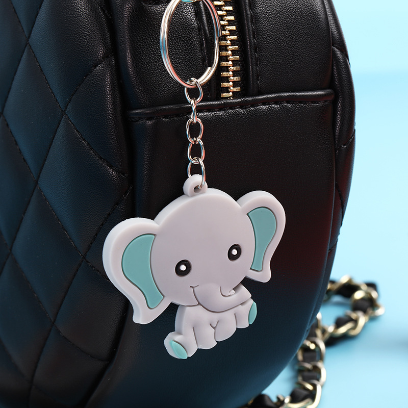 Cartoon Animal Keychain Pendant PVC Flexible Glue Keychain Spot Panda Elephant Pendant New Soft Rubber Doll