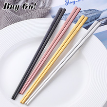 304韩式不锈钢扁筷 镀钛拉面筷子寿司筷便携筷子不锈钢扁筷