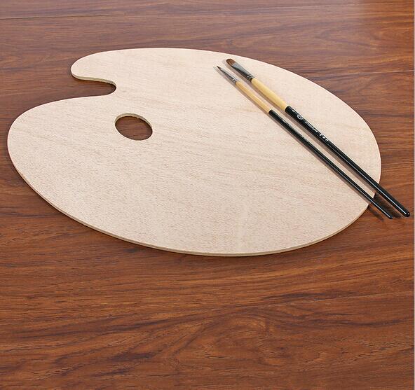 木质方形椭圆形弯型儿童油画画调色板 绘画水粉调色盘油画板木制