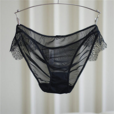 欧美超薄内裤夏日三角裤少女网纱 透明透气 全透提臀低腰网纱面料