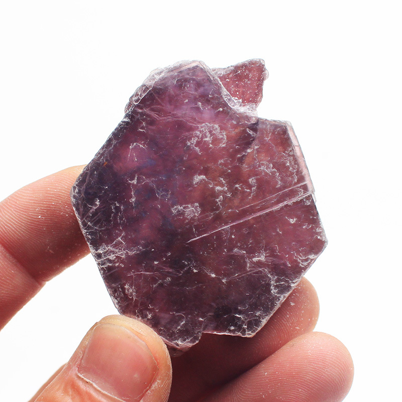 安居水晶碎石天然紫云母原石摆件片状标本石矿石透体水晶原矿