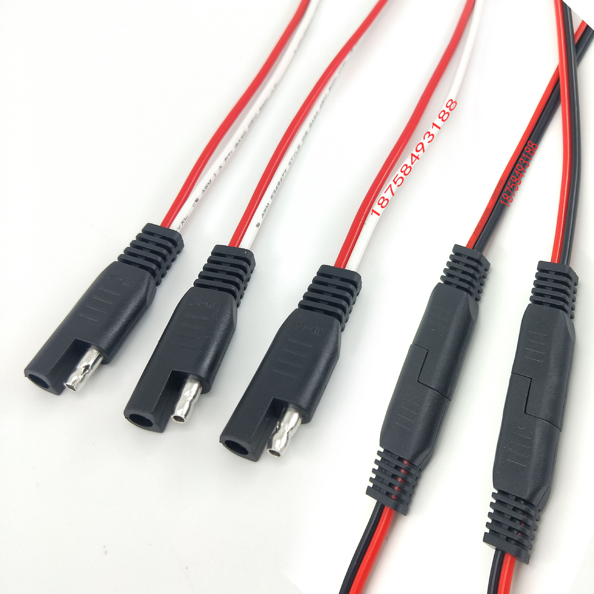 供应4.5子弹头公母插头线 连接线 sae电池插头线sae太阳能充电线