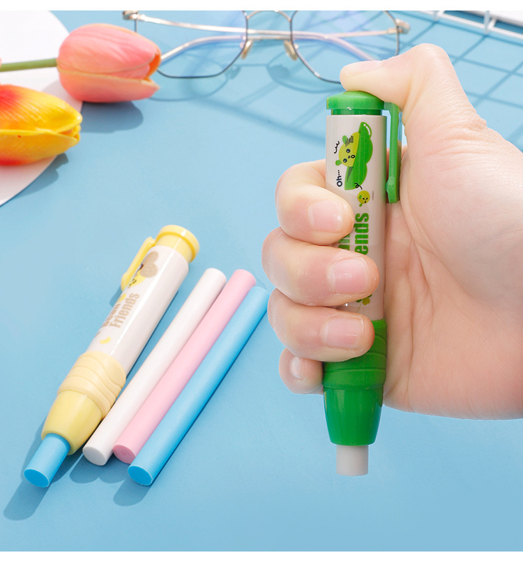 爱好文具创意按压式自动橡皮擦套装 多色笔试按动橡皮擦学生文具