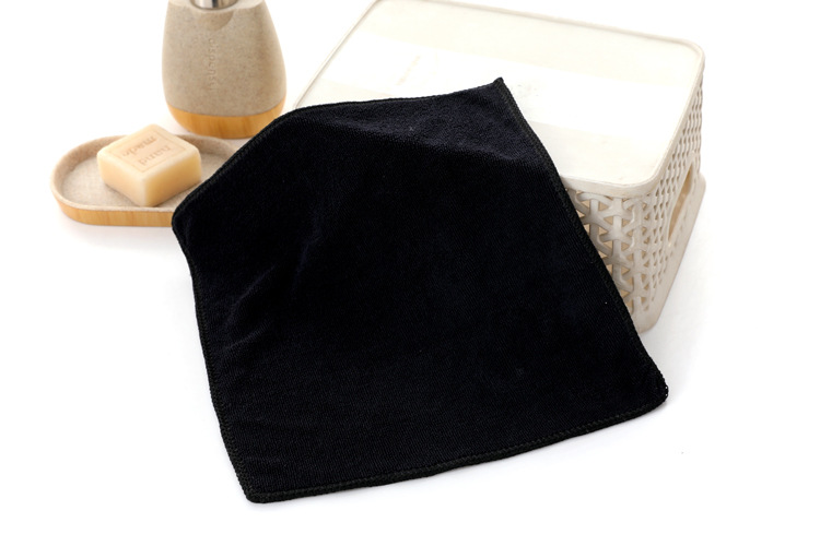 黑色超细纤维运动巾 方巾促销挂钩可定做 刺绣logo现货布料吸水巾