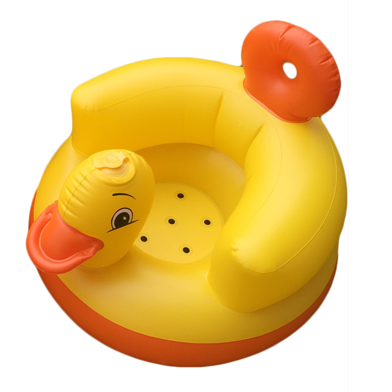 Cross-Border round Bottom Small Yellow Duck Baby Inflatable Small Sofa Baby Learning Seat BB Dining Chair Bath Stool Foldable Toy
