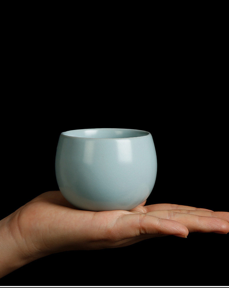 汝窑开片禅定杯大号茶具单只功夫茶杯单个家用冰裂主人杯单杯个性