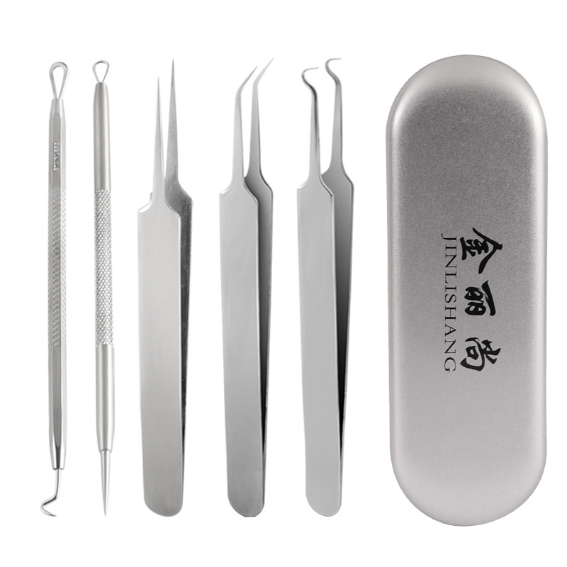 Splinter Acne Clip Pimple Pin Tweezers Acne Removal Pop Pimples Getting Rid of the Fat Granule Blackhead Remover Acne Removal Tool Set