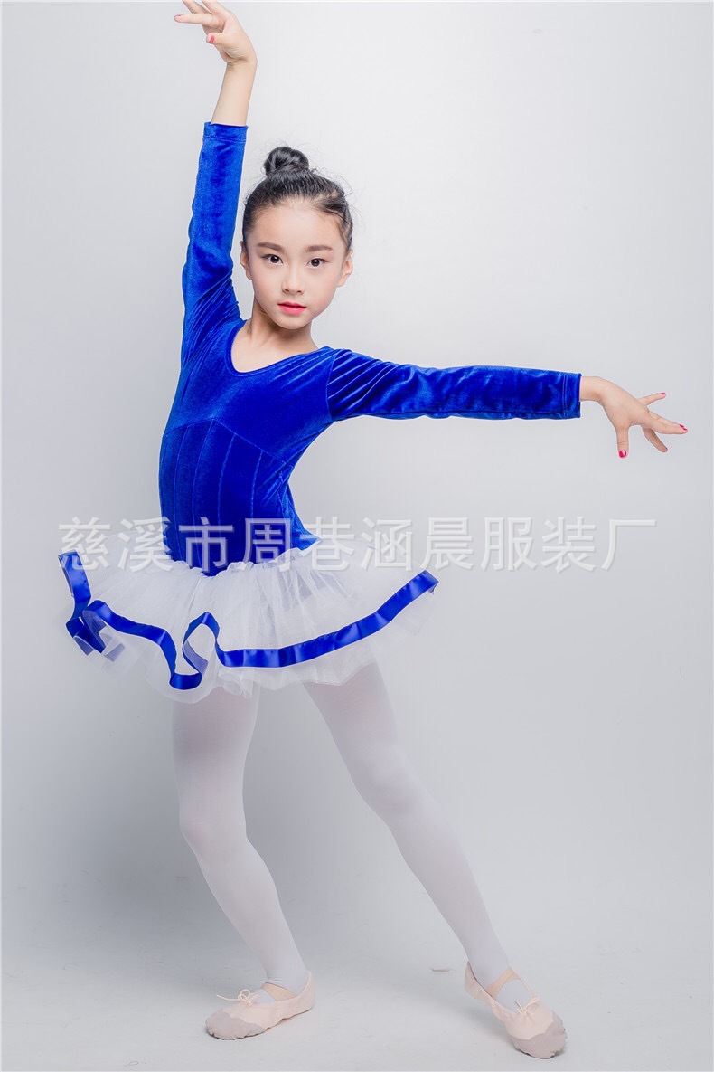 舞蹈服儿童女加绒加厚练功长袖女孩形体连体服秋冬女童中国舞服装