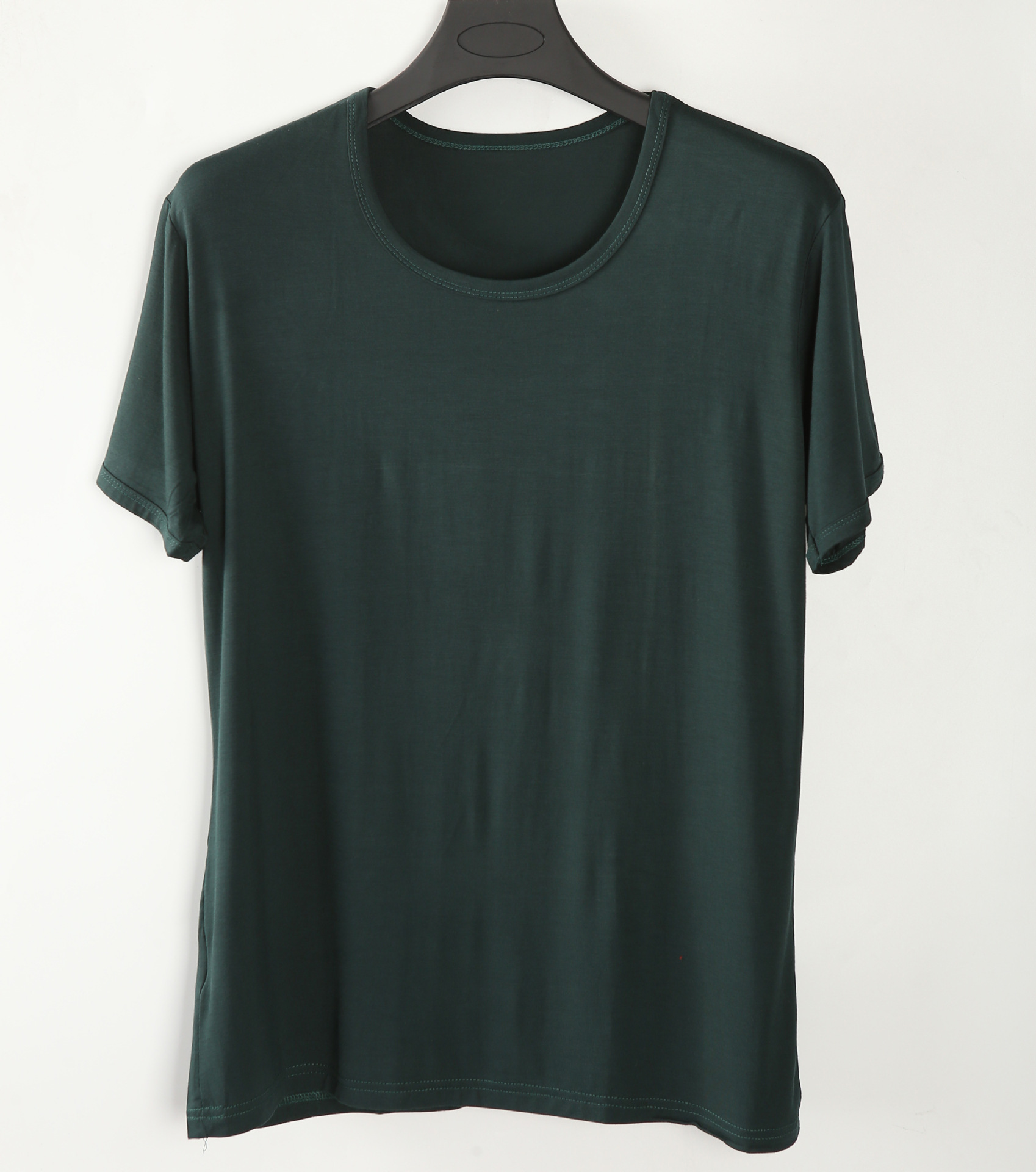 批发春夏男新薄款竹纤维柔软弹力加肥大码品质v领圆领短袖上衣t恤