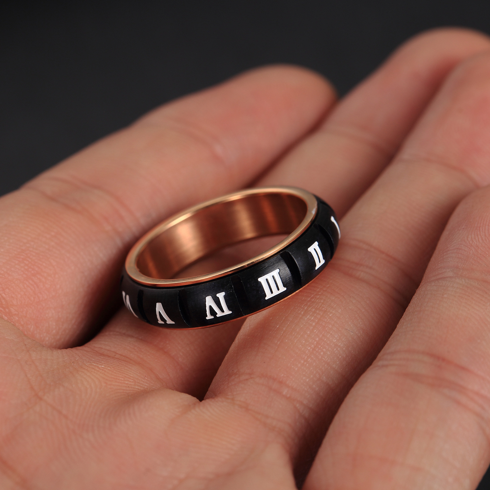 欧美跨境爆款配饰创意罗马数字不锈钢情侣男女戒指时尚风饰品