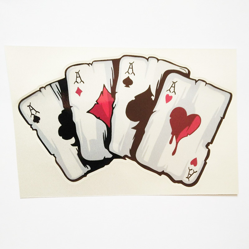 跨境汽车车贴反光印刷贴纸4张扑克牌贴纸个性贴4个a扑克遮盖划痕