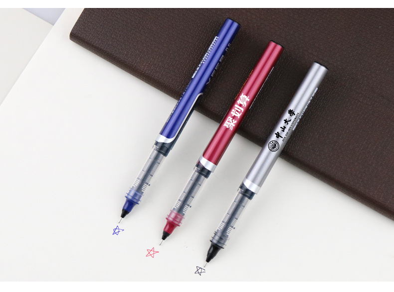 得力s657广告笔定制logo盖帽走珠笔60支起拔帽式商务直液式中性笔