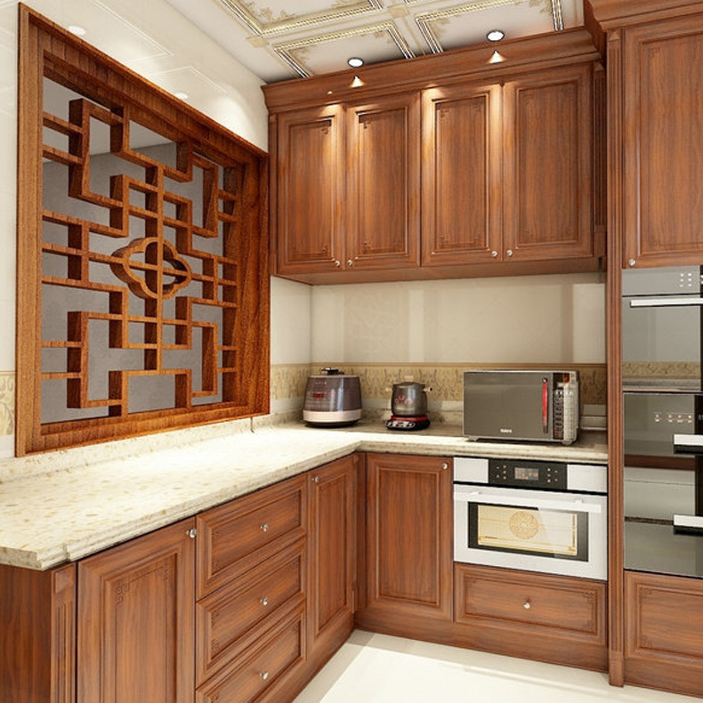 厂家全屋定制橱柜 转角实木橱柜 整体木质橱柜定制 复合厨房碗柜