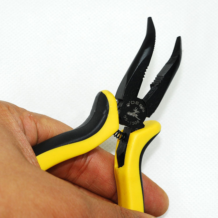 批发飞鹿弯嘴钳 黑色镍铁合金弯咀钳5"/125mm 珠宝钳95-1508
