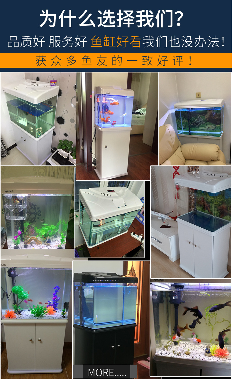西龙鱼缸水族箱免换水小中型桌面超白玻璃客厅生态造景鱼缸带底柜