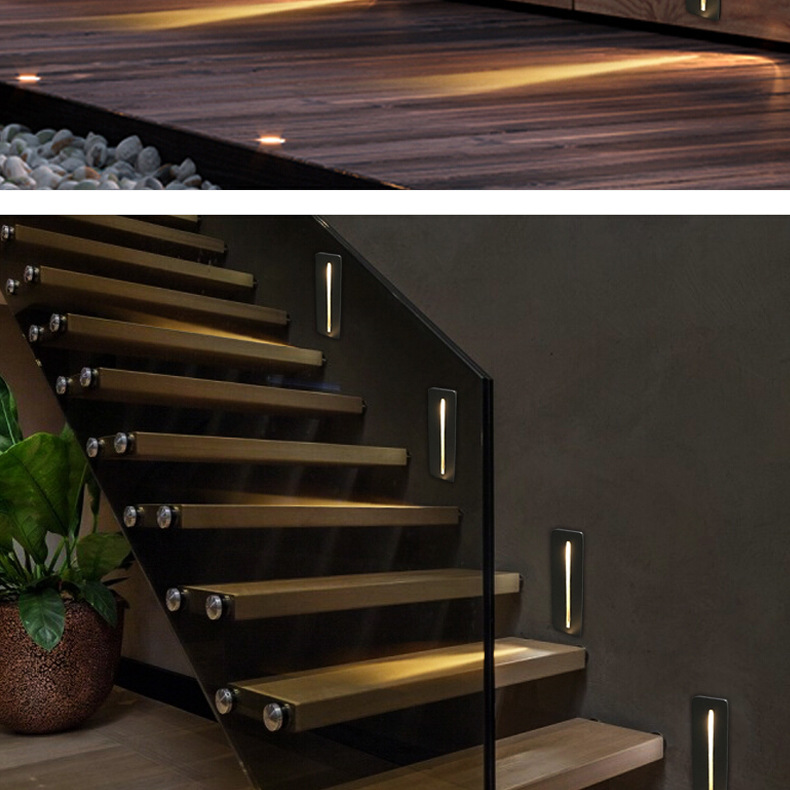 跨境工厂led85大台阶灯走廊过道嵌壁灯 防水铝材庭院一束光地脚灯