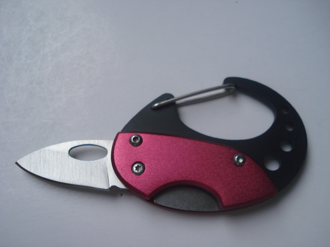 椭圆铝合金刀柄自锁礼品刀具带钥匙圈锁匙扣阳江定制便携礼品小刀