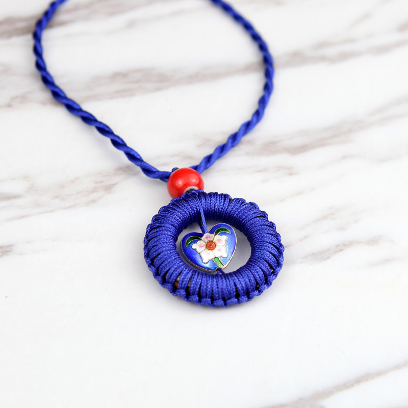 民族风锁骨创意平安扣吊坠 项链女款手工绕线项坠合金饰品