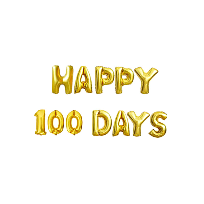 16寸happy100 days铝膜气球字母套餐 宝宝百日宴装饰气球可悬挂