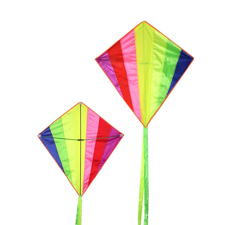 潍坊新款风筝七彩菱形彩虹风筝成人儿童易飞可定制包装45厘米