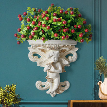 欧式创意天使墙上插花器墙面花盆花瓶挂饰家居假花装饰品软装批发
