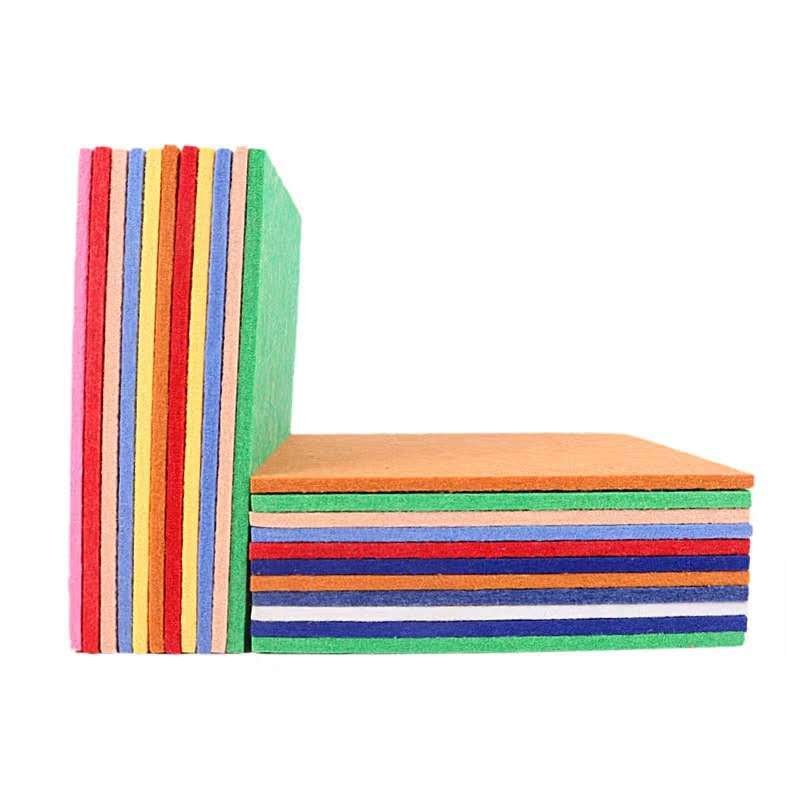 厂家供应 彩色背景毛粘布 彩色毛毡软木板隔音板 可定制