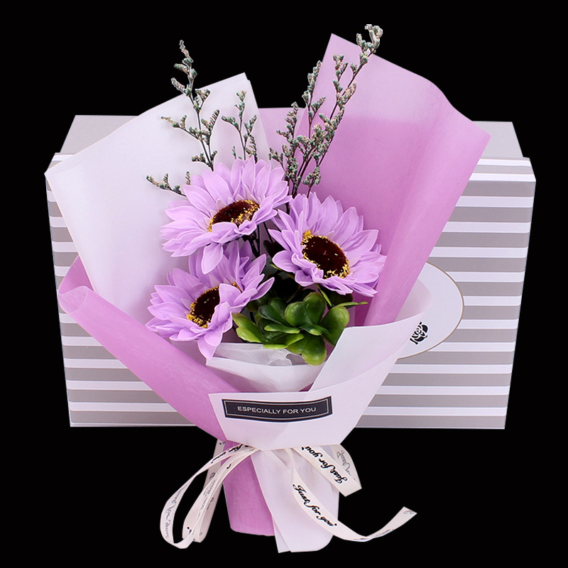 Special Offer Graduation Bouquet 3 Sunflowers Soap Flower Gift Box Teacher's Day Gift for Teachers Birthday Gift Romantic